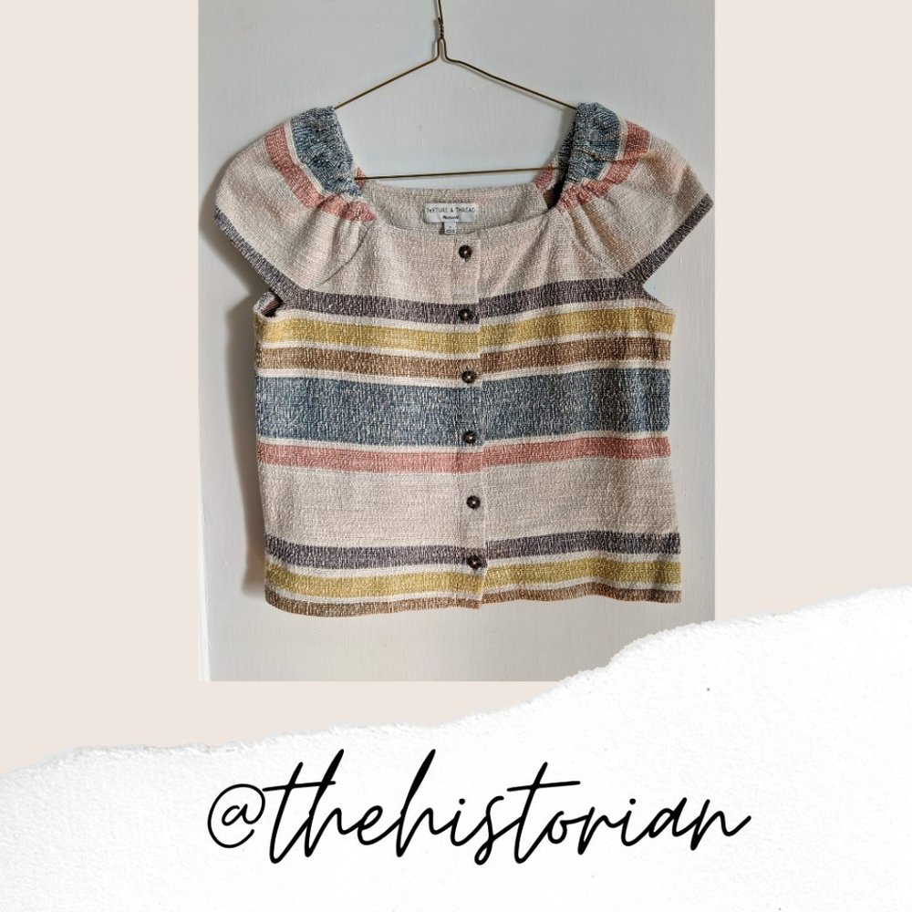 Madewell Texture & Thread Crop Button-Front Top